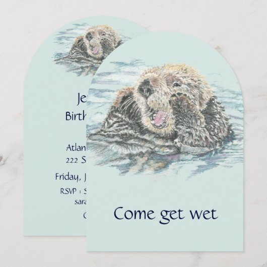 Waterslide, waterpark Birthday Party Invite Kaart (Voorkant / Achterkant)