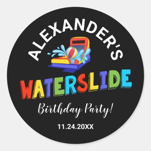 Waterslide Zomer Verjaardagsfeest Sticker (Voorkant)