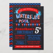 Waterslide Zwembad Verjaardagsfeestje Bash Rood Wi Kaart (Voorkant / Achterkant)