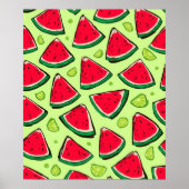 Watersmelon Schijf Feest | Leuke Zomer Fruit Patro Poster (Voorkant)