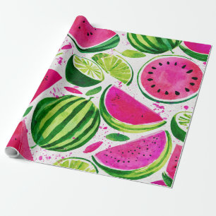 Watersmelt Moppig Kleurrijk Roze Groen Cadeaupapier