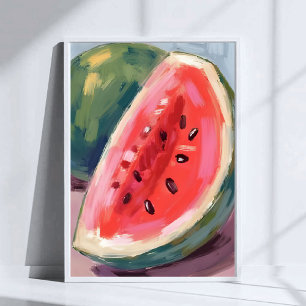 Watersnij Melon   Fruit Waterverfschilderij Poster