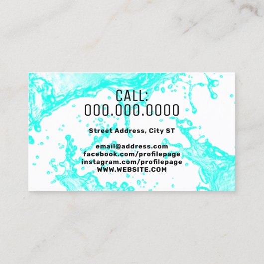 Waterspatten Visitekaartje (Achterkant)