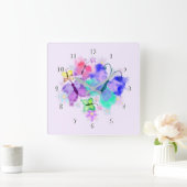 Waterspiegel Butterflies Wall Clock - Fresh Spring Vierkante Klok (Huis)