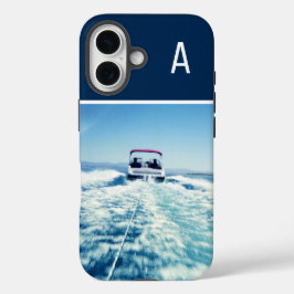 Watersport Verticale Foto Monogrammed Marine Blauw iPhone 16 Hoesje