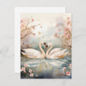 Waterspuit Zwanen Paar Feestdagenkaart (Voorkant / Achterkant)