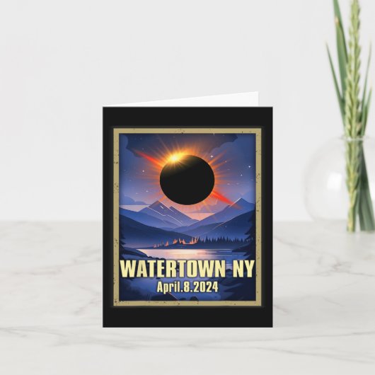 Waterstad NY Totale Zonsverduistering 2024 Kaart (Voorkant)