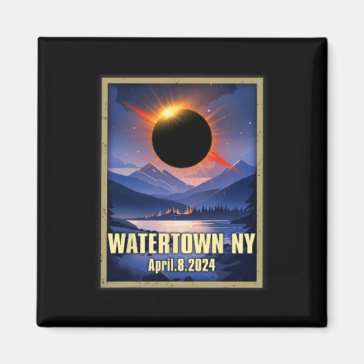 Waterstad NY Totale Zonsverduistering 2024 Magneet (Voorkant)