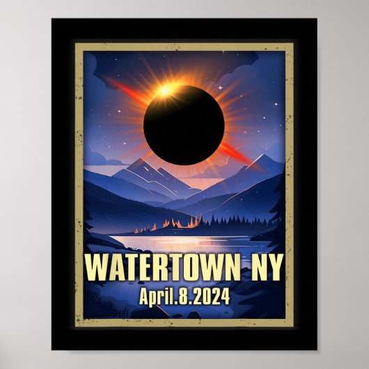  Waterstad NY Totale Zonsverduistering 2024 Poster (Voorkant)