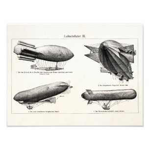  waterstof blimps Zeppelins Balloons Retro Foto Afdruk
