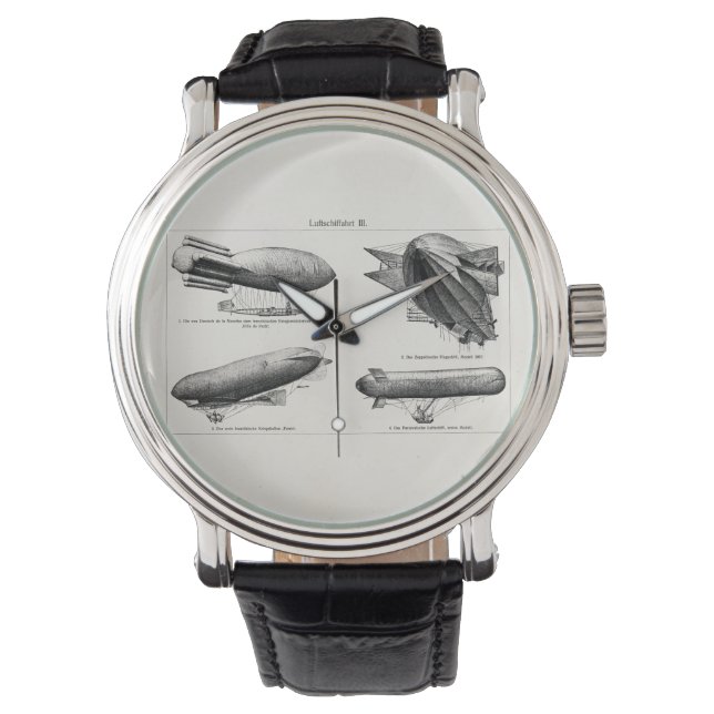 waterstof blimps Zeppelins Balloons Retro Horloge (Voorkant)