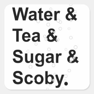 Watertea Sugar Scoby Vierkante Sticker