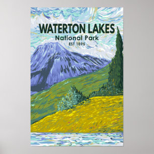 Waterton Lakes Nationaal Park Canada Reizen Vintag Poster