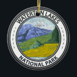 Waterton Lakes National Park Canada Badge Keramisch Ornament<br><div class="desc">Waterton Lakes National Park vector art design. Het park staat bekend om zijn grote meren,  waaronder de grote meren in de bovenste en de middelste waterton,  die worden geflankeerd door de Rocky Mountains.</div>