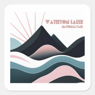 Waterton Lakes National Park Gekleurde heuvels Vierkante Sticker
