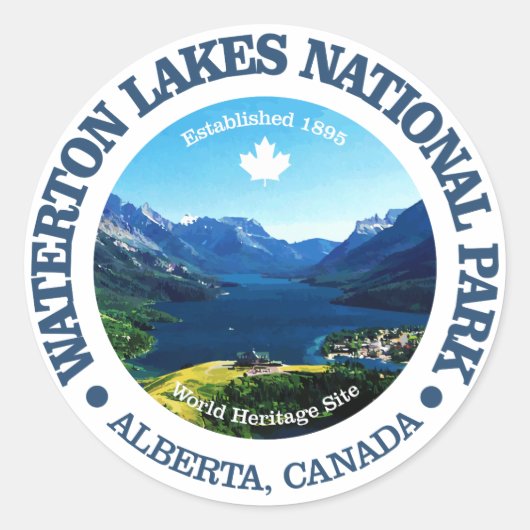 Waterton Lakes NP Ronde Sticker (Voorkant)