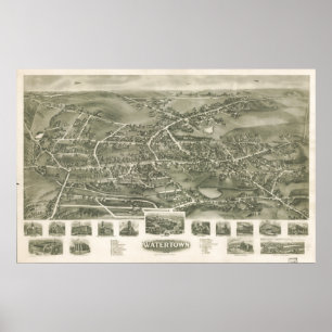 Watertown Connecticut 1918 Panoramic Map Poster