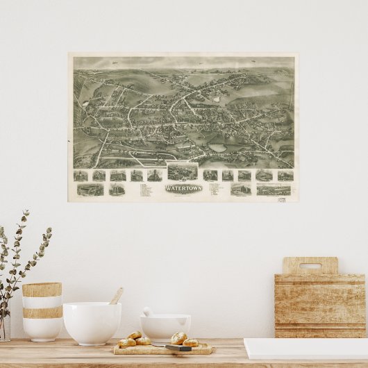 Watertown Connecticut 1918 Panoramic Map Poster (Keuken)