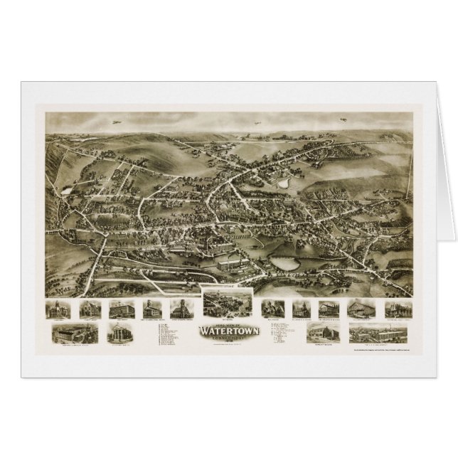 Watertown, CT Panoramic Map - 1918 (Voorkant Horizontaal)