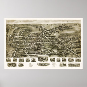Watertown, CT Panoramic Map - 1918 Poster