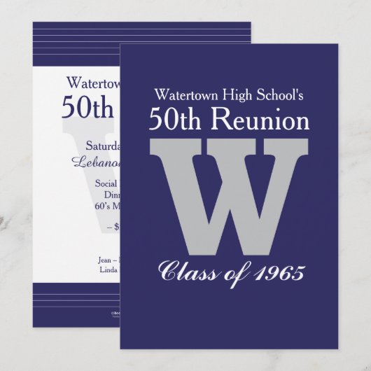 Watertown High School Class Reunion Uitnodigingen (Voorkant / Achterkant)
