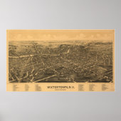 Watertown New York 1891 Antiek Panorama Poster (Voorkant)