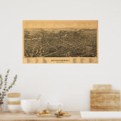 Watertown New York 1891 Antiek Panorama Poster (Keuken)
