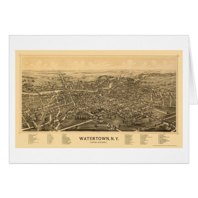 Watertown, NY Panoramic Map - 1891 (Voorkant Horizontaal)