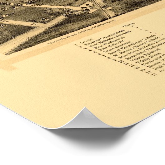 Watertown, NY Panoramic Map - 1891 Poster (Hoek)