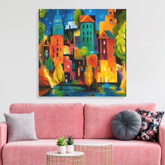 Watertown stadsgezicht van Karen Gillis Taylor Canvas Afdruk (Insitu (Woonkamer))