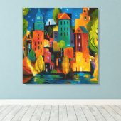 Watertown stadsgezicht van Karen Gillis Taylor Canvas Afdruk (Insitu (Houten vloer))