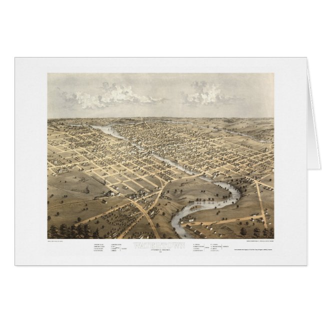 Watertown, WI Panoramic Map - 1867 (Voorkant Horizontaal)