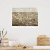 Watertown, WI Panoramic Map - 1867 Poster (Keuken)