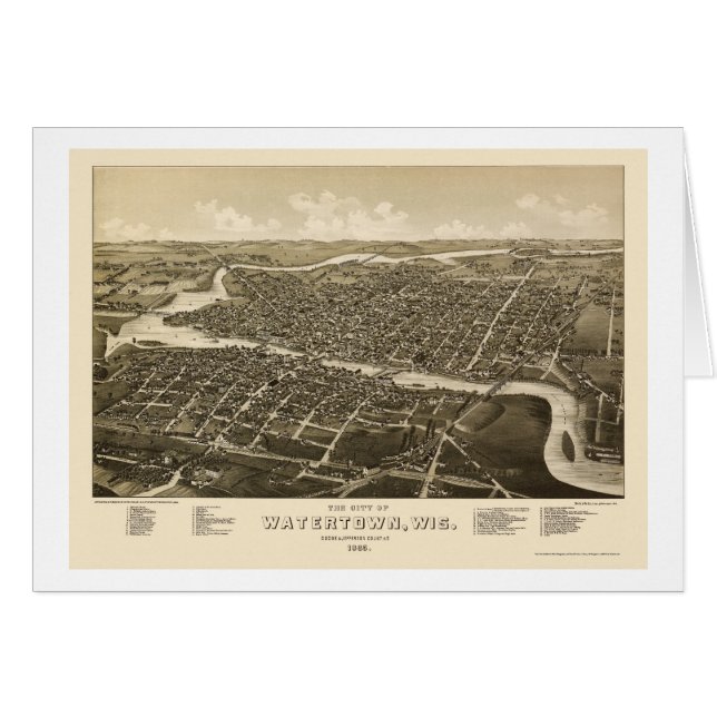 Watertown, WI Panoramic Map - 1885 (Voorkant Horizontaal)