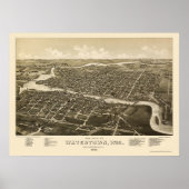 Watertown, WI Panoramic Map - 1885 Poster (Voorkant)
