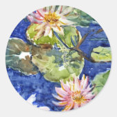 Watertuin in Waterverf Ronde Sticker (Voorkant)