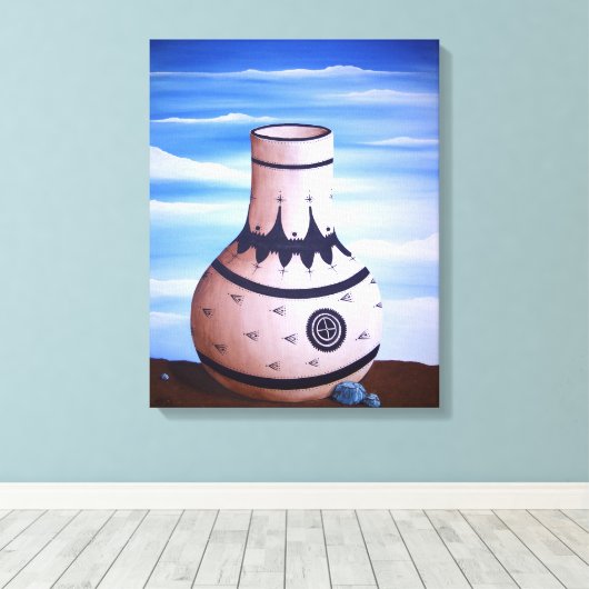 Watervaas & Turquoise Canvas Afdruk (Insitu (Houten vloer))