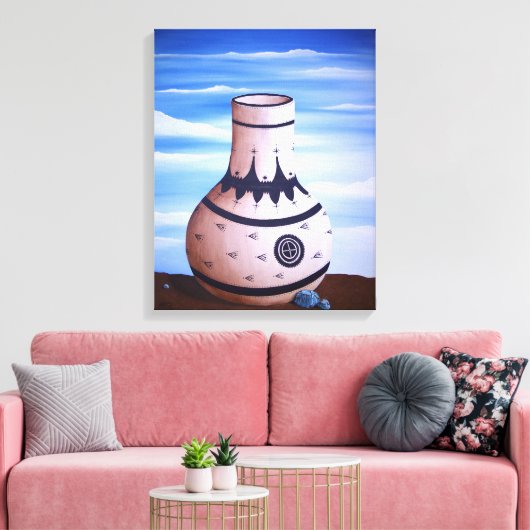 Watervaas & Turquoise Canvas Afdruk (Insitu (Woonkamer))