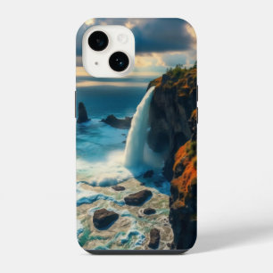 waterval aan de klif stort sierlijk in iPhone 14 hoesje
