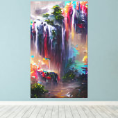 Waterval - Abstracte verf met kleurrijke kleuren Canvas Afdruk (Insitu (Houten vloer))