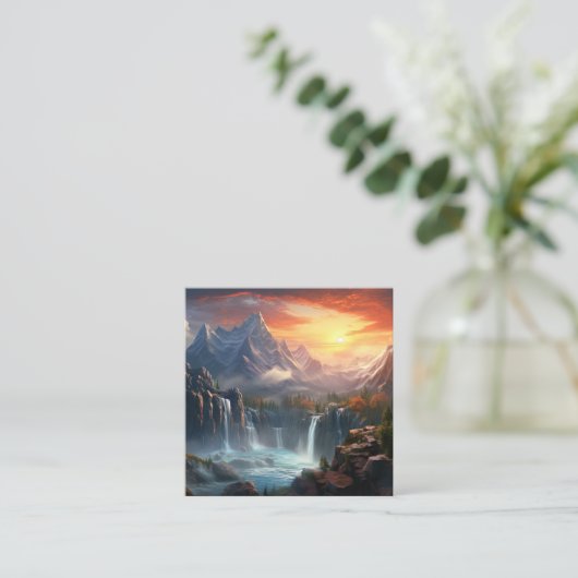 Waterval Berglandschap Achtergrond Vierkante Visitekaartje (Staand voorkant)