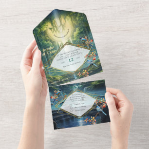 Waterval bestemming van onze wereld all in one uitnodiging