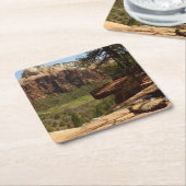 Waterval bij Emerald Pools in Zion National Park Kartonnen Onderzetters (Schuin)