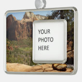 Waterval bij Emerald Pools in Zion National Park Verzilverd Omlijst Ornament (Links)