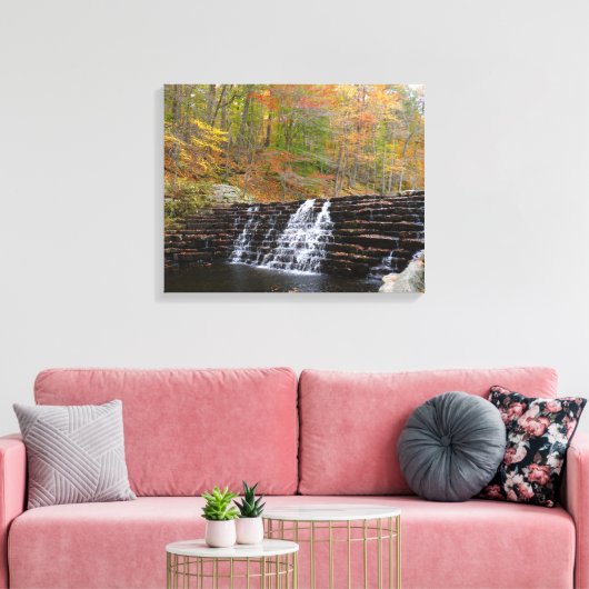 Waterval bij Laurel Hill State Park I Canvas Afdruk (Insitu (Woonkamer))