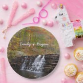 Waterval bij Laurel Hill State Park I Papieren Bordje (Feest)