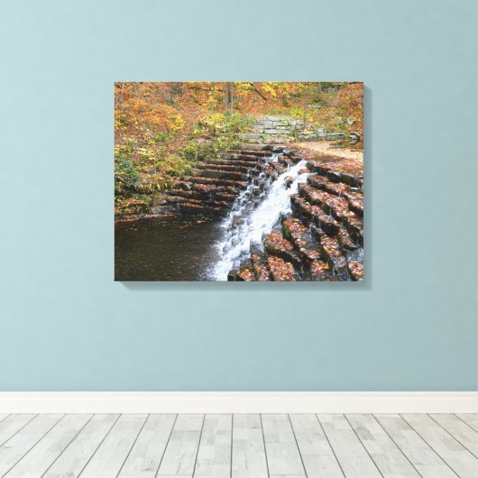 Waterval bij Laurel Hill State Park II Canvas Afdruk (Insitu (Houten vloer))