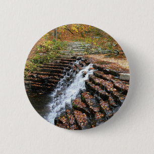 Waterval bij Laurel Hill State Park II Ronde Button 5,7 Cm