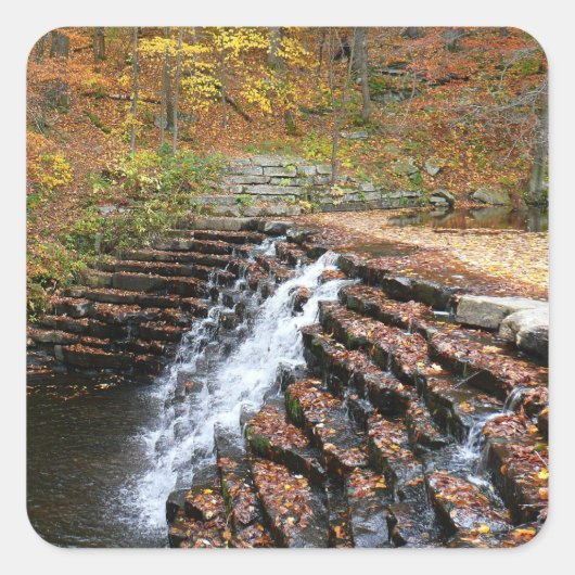 Waterval bij Laurel Hill State Park II Vierkante Sticker (Voorkant)