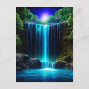 waterval bij nacht mystiek briefkaart
